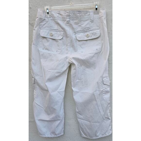 Caslon Womens Capri Pants 4 Small White Cargo Bermuda Cotton Pockets Cropped - Picture 8 of 14